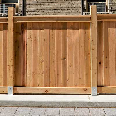 Close up of a large, wooden fence