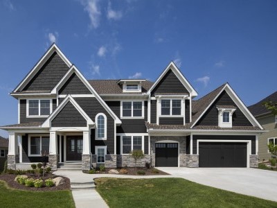 Front view of home with dark gray vinyl diamond kote siding