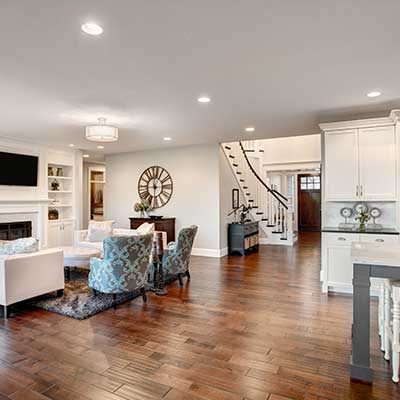 Modern living room space inside of a home